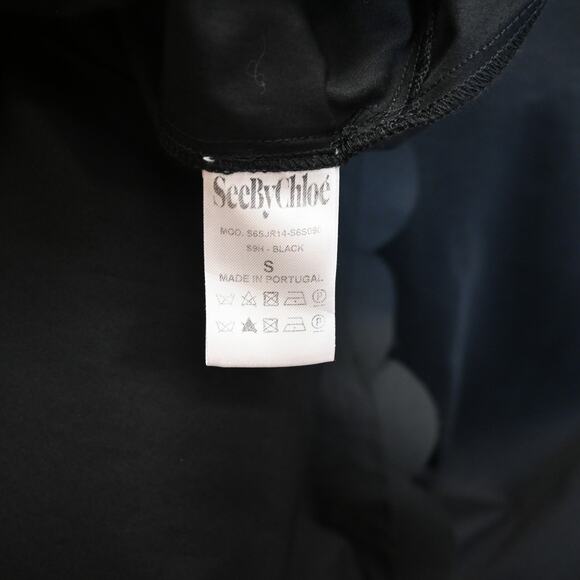 See by Chloe Black T Shirt Mini Dress Size Small Short Sleeve Round Neck Pockets - Picture 4 of 6